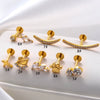Titanium Alloy Women's Flowerinlaid Electroplated Earring