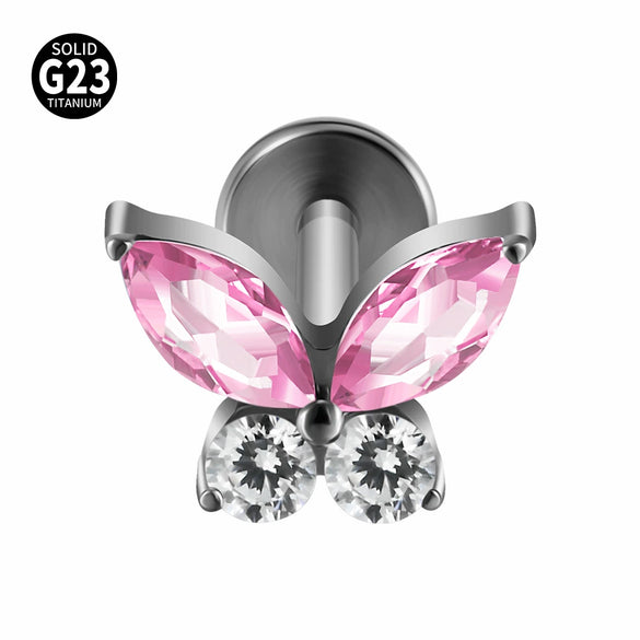 Titanium Alloy Zircon Butterfly Insect Shape Earring And Lip Nail For Unisex