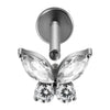 Titanium Alloy Zircon Butterfly Insect Shape Earring And Lip Nail For Unisex