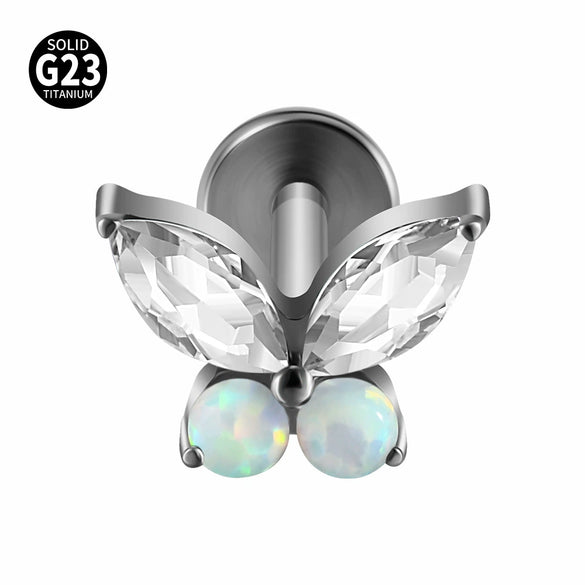 Titanium Alloy Zircon Butterfly Insect Shape Earring And Lip Nail For Unisex