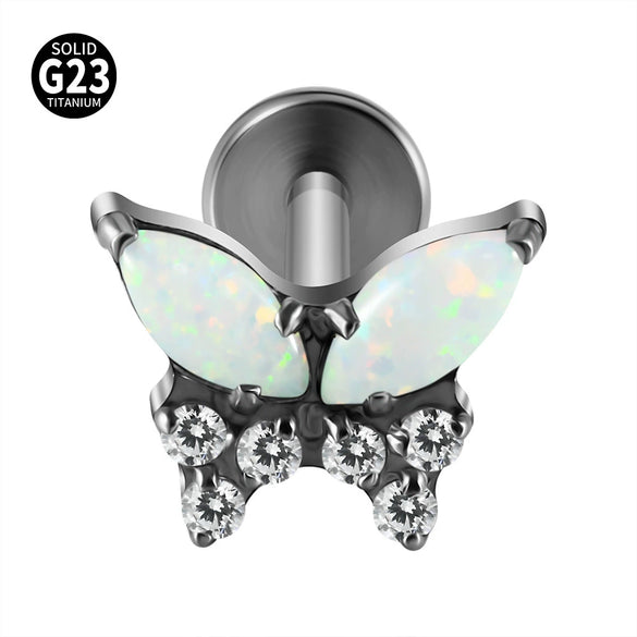 Titanium Alloy Zircon Butterfly Insect Shape Earring And Lip Nail For Unisex