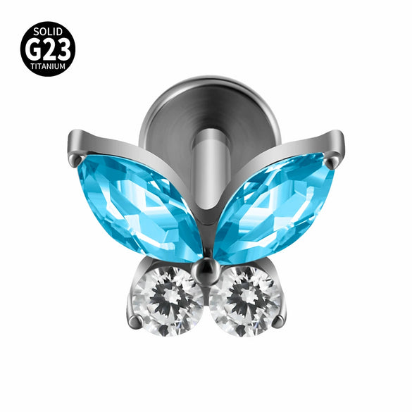 Titanium Alloy Zircon Butterfly Insect Shape Earring And Lip Nail For Unisex