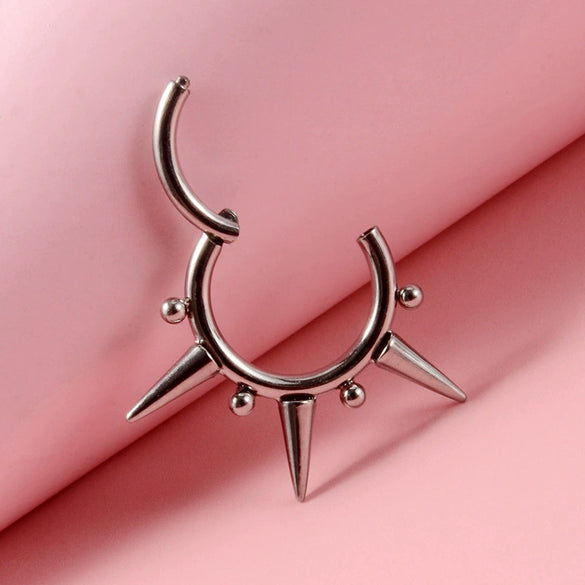 Titanium Closed Nose Ring And Earrings Welded Ball Pointed Cone Round Style Electroplated Unisex