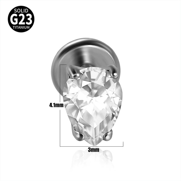 Titanium Drop Shape Zircon Puncture Earring