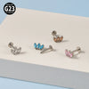Titanium Electroplated Unisex Horse Eye Zircon Earrings And Inner Tooth Ear Bone Nail Earrings