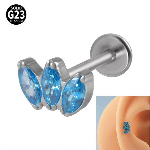 Titanium Electroplated Unisex Horse Eye Zircon Earrings And Inner Tooth Ear Bone Nail Earrings