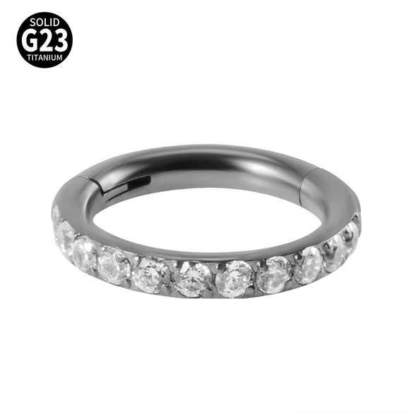Titanium Geometric Carved Zircon Nose Ring Polishing Unisex Piercing Nose Ornament Ear Bone Ring