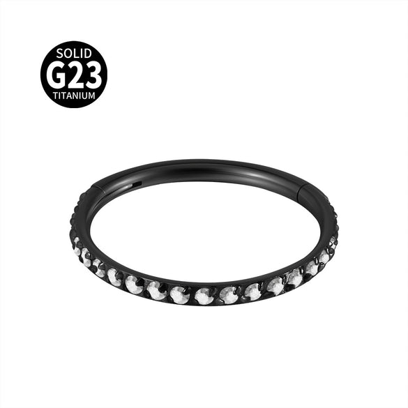 Titanium Geometric Carved Zircon Nose Ring Polishing Unisex Piercing Nose Ornament Ear Bone Ring