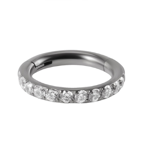 Titanium Geometric Carved Zircon Nose Ring Polishing Unisex Piercing Nose Ornament Ear Bone Ring