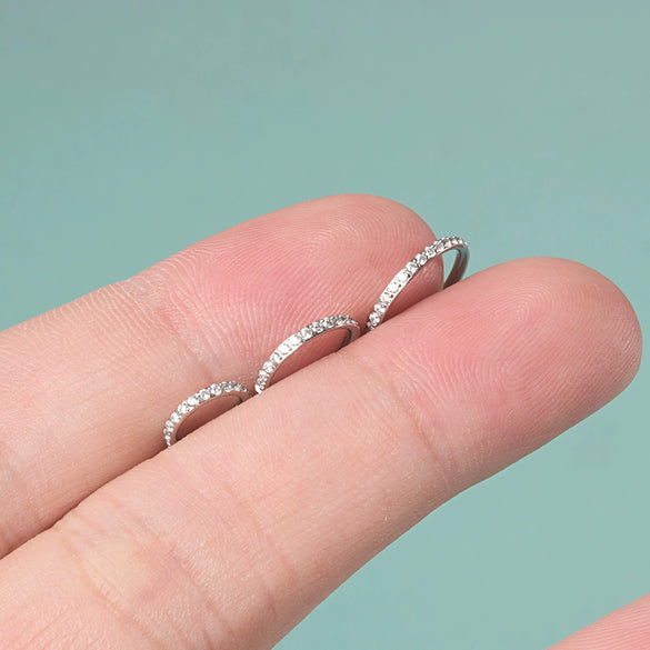 Titanium Geometric Carved Zircon Nose Ring Polishing Unisex Piercing Nose Ornament Ear Bone Ring