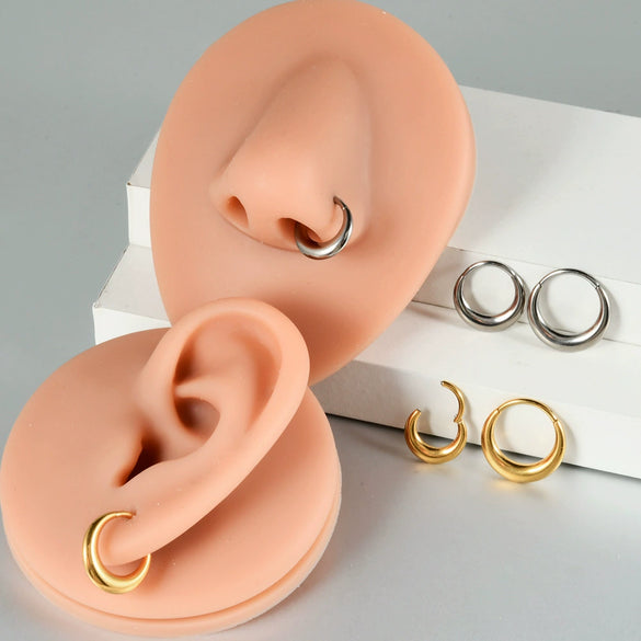 Titanium Geometric Glossy Electroplated Ear Buckle Ear Ring Nose Ring Universal Piercing Jewelry