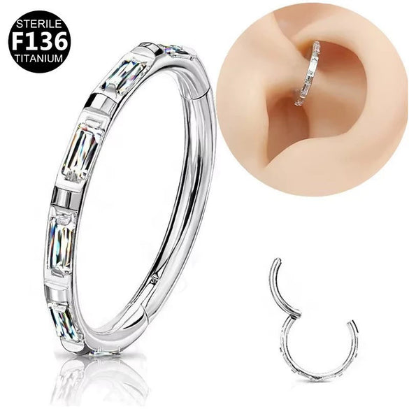 Titanium Geometric Nose Ring Clicker Earrings Lip Ring For Unisex With Polish Design