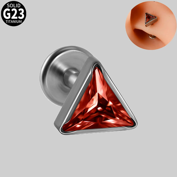 Titanium Geometric Polishing Triangle Zircon Ear Bone Nail And Lip Ring For Unisex