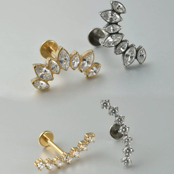 Titanium Geometric Style Polishing Lip Nail Earrings And Lip Ring Piercing Jewelry