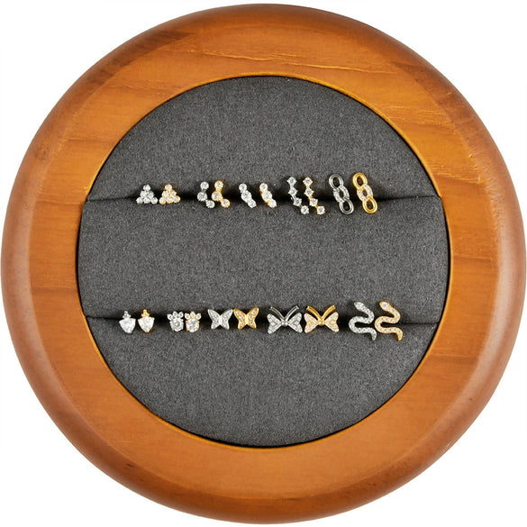 Titanium Inner Tooth Lip Nail And Lip Ring Jewelry With Geometric Pattern And Electroplating Butterfly And Dog Footprint Inlaid Zircon