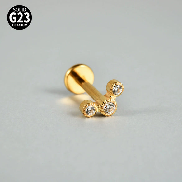 Titanium Inner Tooth Lip Nail And Lip Ring Jewelry With Geometric Pattern And Electroplating Butterfly And Dog Footprint Inlaid Zircon