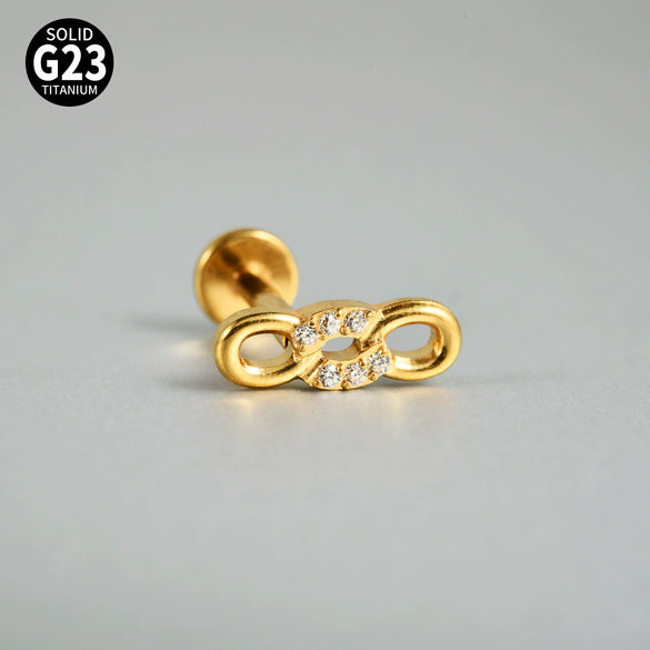 Titanium Inner Tooth Lip Nail And Lip Ring Jewelry With Geometric Pattern And Electroplating Butterfly And Dog Footprint Inlaid Zircon
