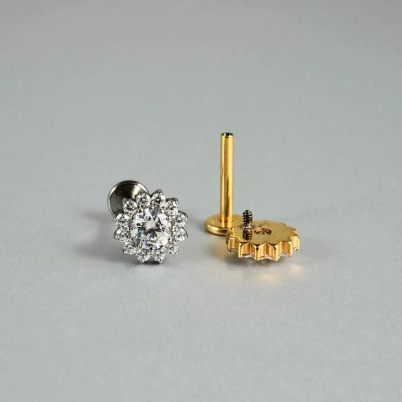 Titanium Inner Tooth Lip Nail And Lip Ring Jewelry With Geometric Pattern And Electroplating Treatment