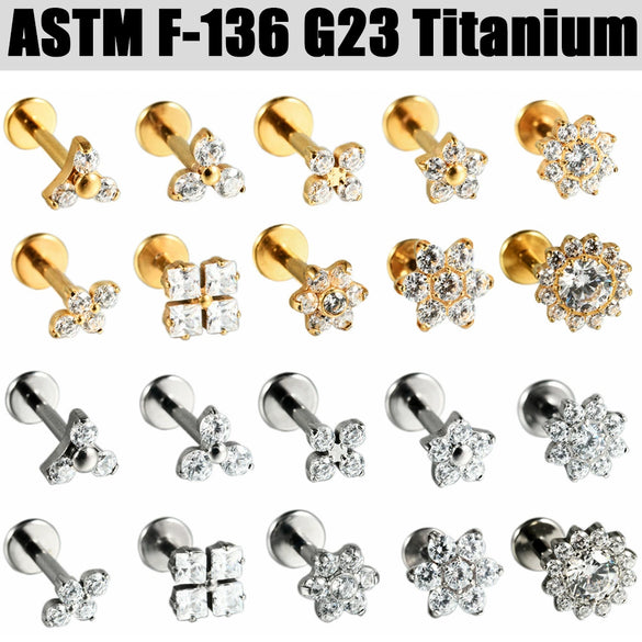 Titanium Inner Tooth Lip Nail And Lip Ring Jewelry With Geometric Pattern And Electroplating Treatment