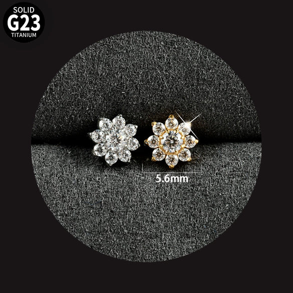 Titanium Inner Tooth Lip Nail And Lip Ring Jewelry With Geometric Pattern And Electroplating Treatment