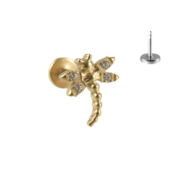 Titanium Insects Pattern Threadless Insert Earrings With Electroplating