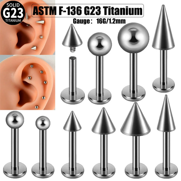 Titanium Internal Thread Pointed Cone Lip Nail Simple Ball Internal Tooth T Shaped Lip Ring Puncture With Geometric Style And Polishing Treatment
