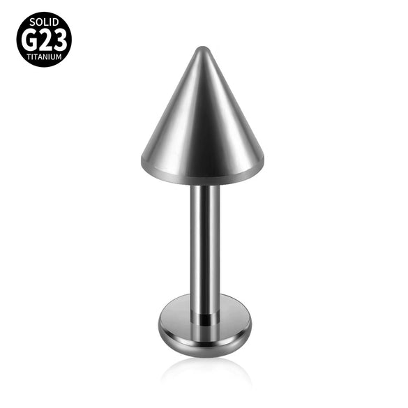 Titanium Internal Thread Pointed Cone Lip Nail Simple Ball Internal Tooth T Shaped Lip Ring Puncture With Geometric Style And Polishing Treatment