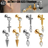 Titanium Jewelry With Geometric Style Electroplated Sword Pendant And Piercing Accessories