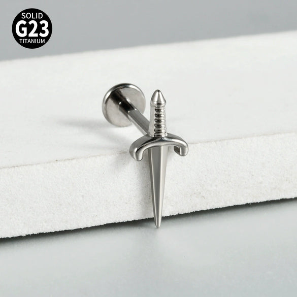 Titanium Lip Nail Ear Nail Puncture Decoration With Tshaped Rod And The Crown Pattern Electroplated