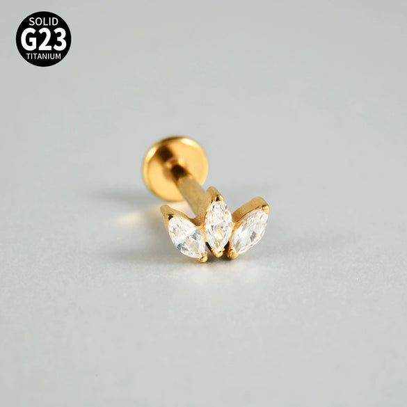 Titanium Lip Nail Ear Nail Puncture Decoration With Tshaped Rod And The Crown Pattern Electroplated