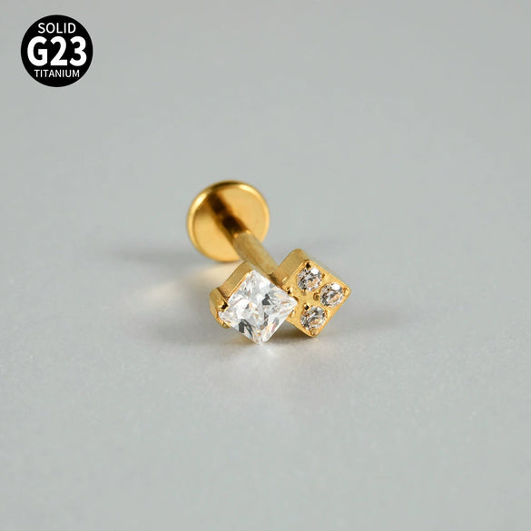 Titanium Lip Nail Ear Nail Puncture Decoration With Tshaped Rod And The Crown Pattern Electroplated