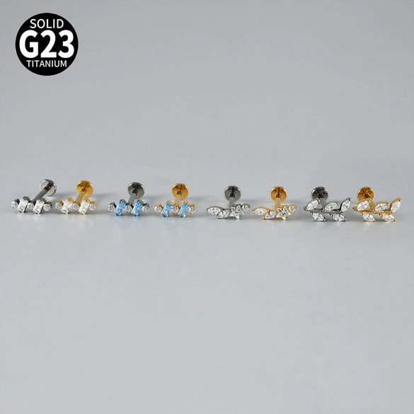 Titanium Marquise Curved Lip Nail Fivestar Electroplated Earrings And Lip Ring With Wave Pattern