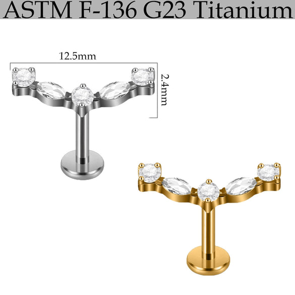 Titanium Marquise Curved Lip Nail Fivestar Electroplated Earrings And Lip Ring With Wave Pattern