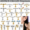 Titanium Marquise Curved Lip Nail Fivestar Electroplated Earrings And Lip Ring With Wave Pattern