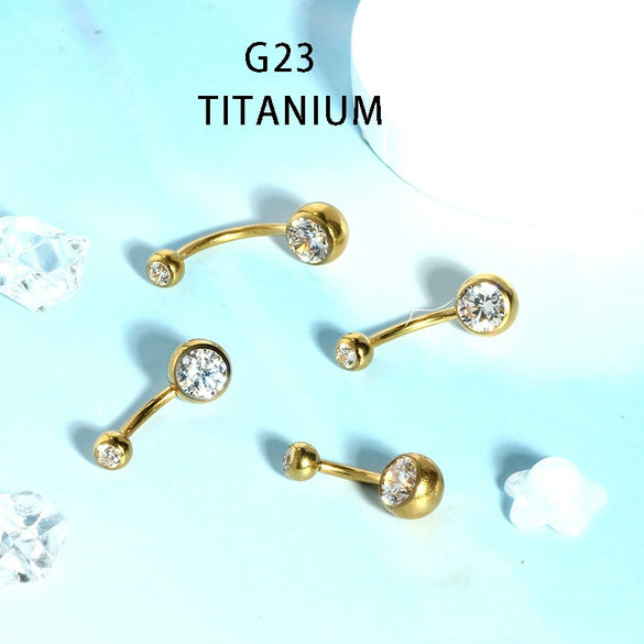 Titanium Navel Ring Ball Shape Unisex Body Piercing Jewelry Inlaid With Zircon