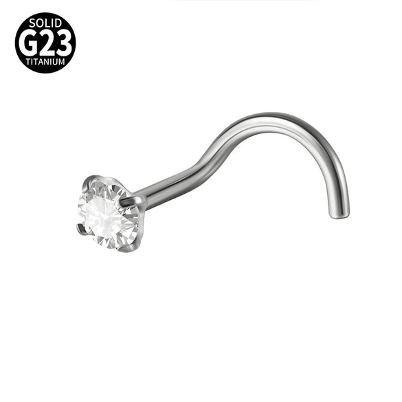 Titanium Nose Ring Zircon Heart Shape Body Piercing Decoration