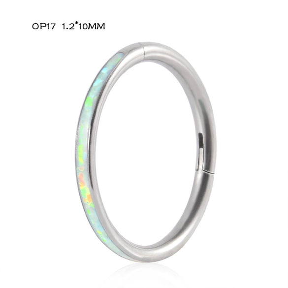 Titanium Precision Inlaid Opal Round Nose Ring And Earrings Unisex Piercing Jewelry