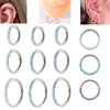Titanium Precision Inlaid Opal Round Nose Ring And Earrings Unisex Piercing Jewelry