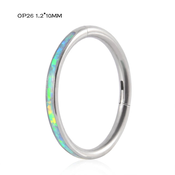 Titanium Precision Inlaid Opal Round Nose Ring And Earrings Unisex Piercing Jewelry