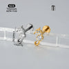 Titanium Seahorse And Flower Pattern Electroplated Curved Chain Earrings Fashion Unisex