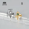 Titanium Seahorse And Flower Pattern Electroplated Curved Chain Earrings Fashion Unisex