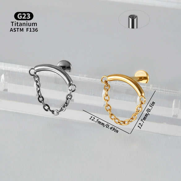 Titanium Seahorse And Flower Pattern Electroplated Curved Chain Earrings Fashion Unisex
