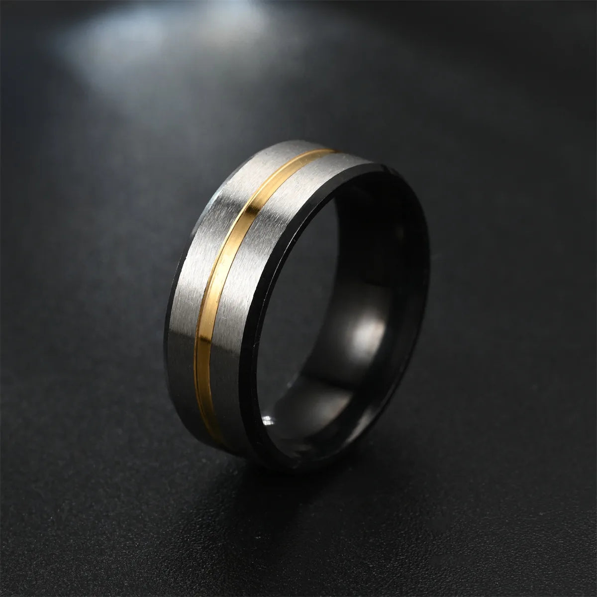 European And American Fashion New Style High-End Elegant Noble Black Slotted Room Colorful Men'S Domineering Ring Manufacturer Sales