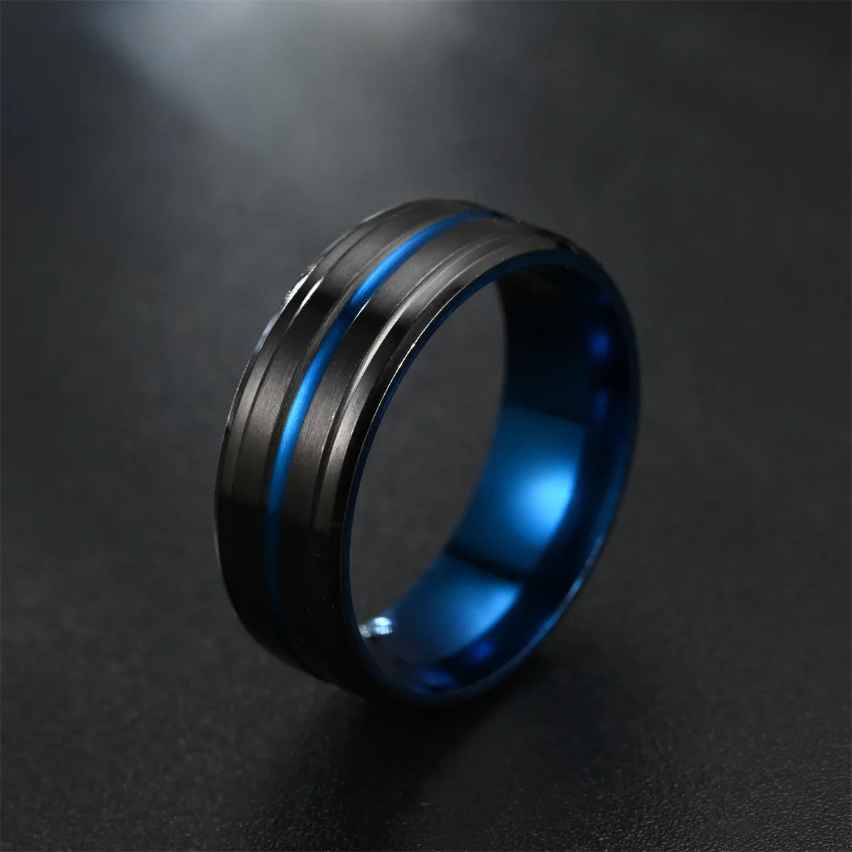 European And American Fashion New Style High-End Elegant Noble Black Slotted Room Colorful Men'S Domineering Ring Manufacturer Sales