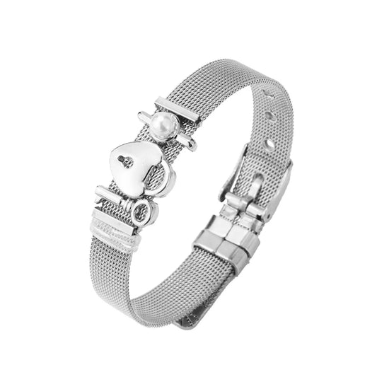 Titanium&stainless Steel Fashion Sweetheart Bracelet  (steel Color) Nhhn0379-steel-color