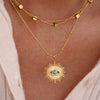 Titanium Steel 14K Gold Plated Elegant Classical Lady Plating Inlay Geometric Devil'S Eye Natural Stone Pendant Necklace