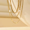Titanium Steel 14K Gold Plated Simple Style Plating Solid Color Three Layer Necklace