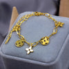 Titanium Steel 18K Gold Hollow Clover Tassel Bracelet Female Non-Fading Japanese And Korean Fashion Diamond Small Flower Bracelet