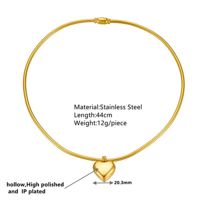 Titanium Steel 18K Gold Plated Basic Modern Style Classic Style Plating Heart Shape Solid Color Titanium Steel Choker