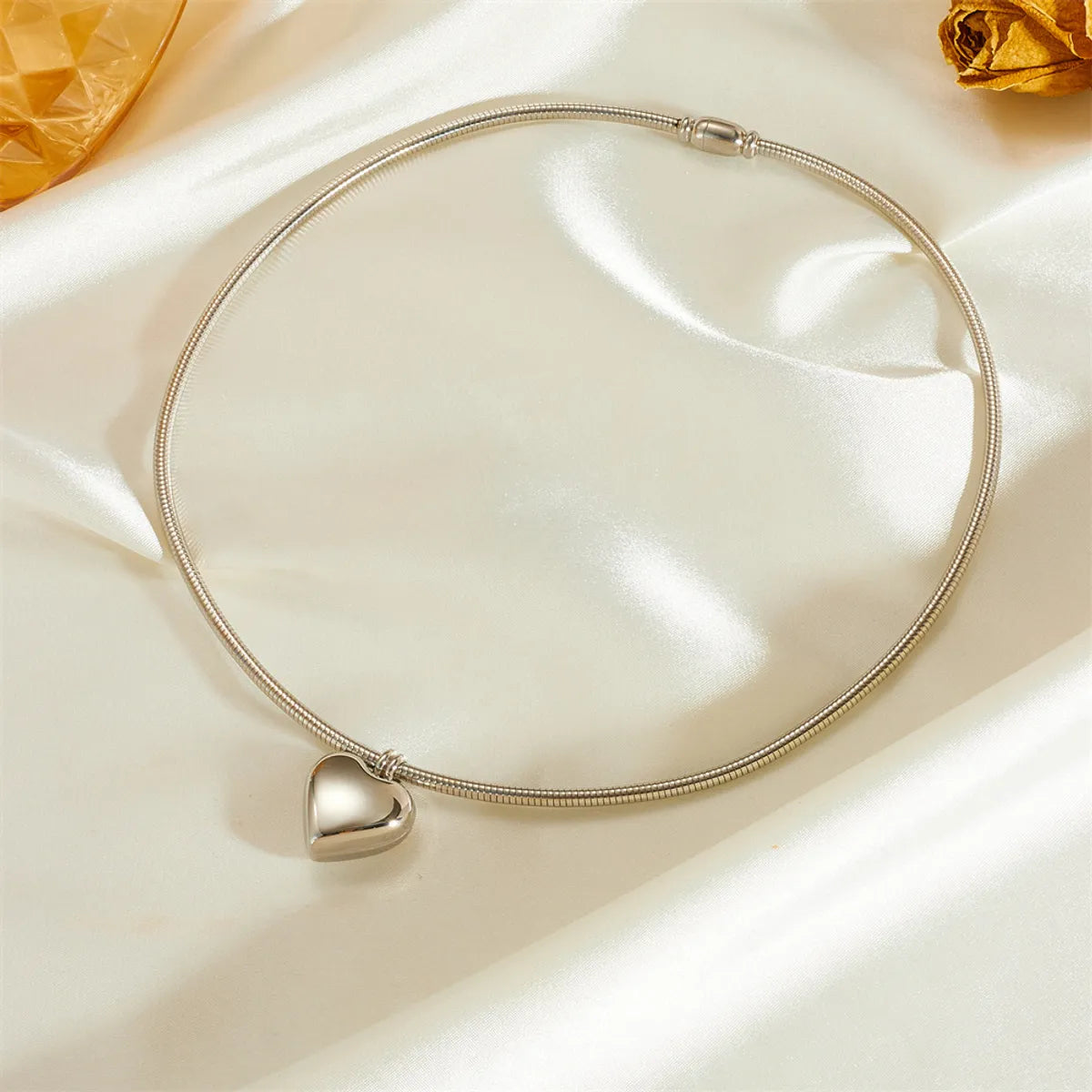 Titanium Steel 18K Gold Plated Basic Modern Style Classic Style Plating Heart Shape Solid Color Titanium Steel Choker